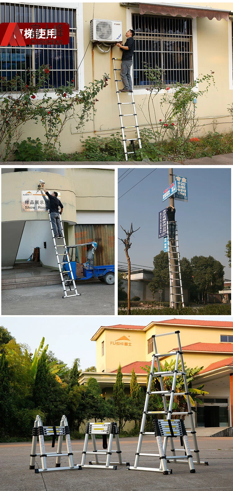 Quality Aluminium Multifunctional Cable Loft Folding Exsenion Ladder